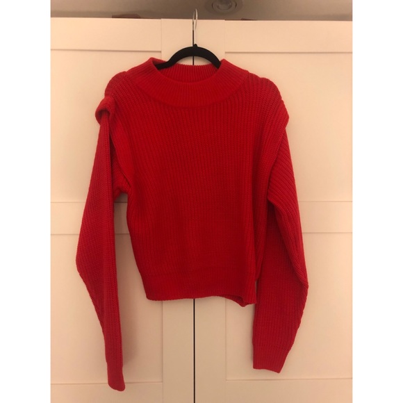 Missguided Red High Neck Shoulder Lip Jumper - Picture 3 of 3